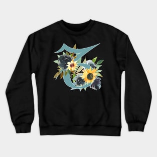 Capricorn Horoscope Zodiac Blue Sunflower Design Crewneck Sweatshirt